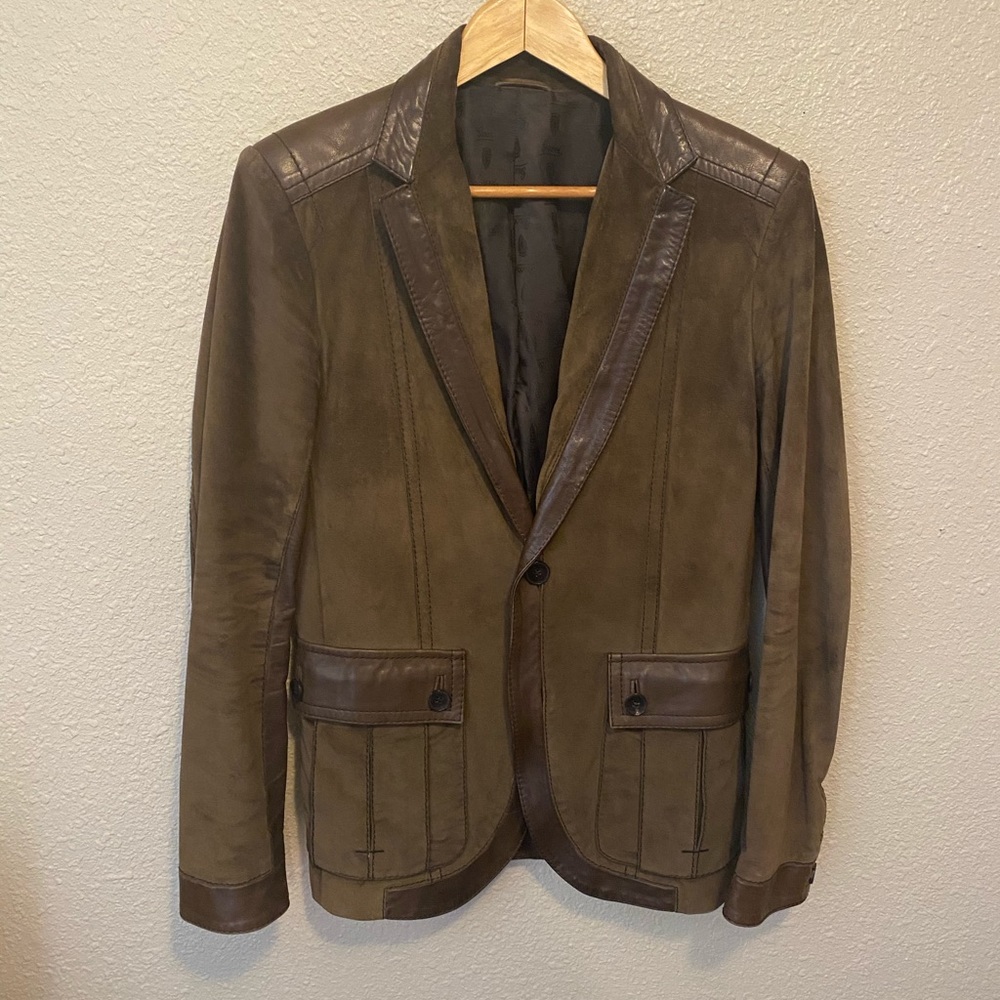 Gucci olive suede/leather blazer